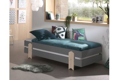 Stapelbett (2er Set) Karlene 204x94x48 MDF Grau