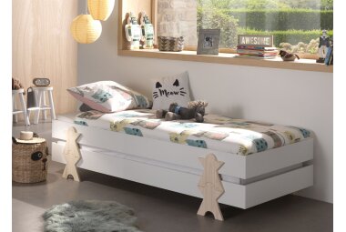 Stapelbett (2er Set) Karlene 204x94x48 MDF Weiß