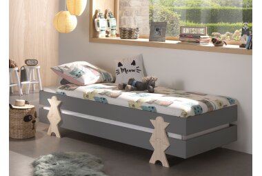 Stapelbett (2er Set) Karlene 204x94x48 MDF Grau