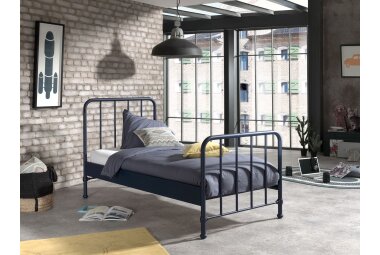 Metallbett Kay 97x206x110 Einzelbett Metall Blau matt