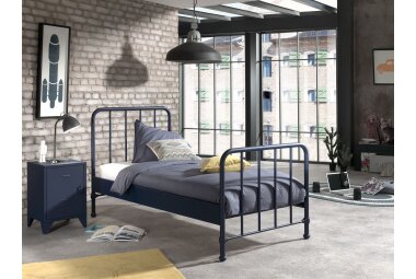 Metallbett Kay 97x206x110 Einzelbett Metall Blau matt