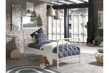 Metallbett Kay 97x206x110 Einzelbett Metall Weiß matt