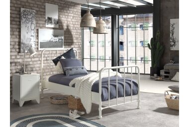 Metallbett Kay 97x206x110 Einzelbett Metall Weiß matt