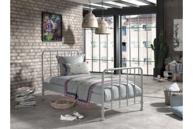 Metallbett Kay 97x206x110 Einzelbett Metall Grau matt