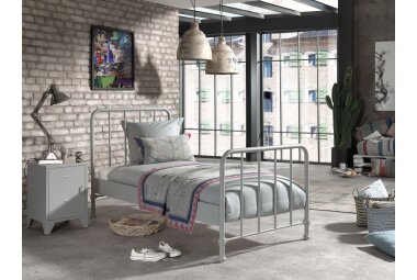 Metallbett Kay 97x206x110 Einzelbett Metall Grau matt