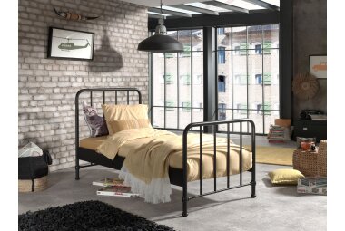 Metallbett Kay 97x206x110 Einzelbett Metall Schwarz matt