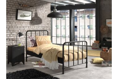 Metallbett Kay 97x206x110 Einzelbett Metall Schwarz matt