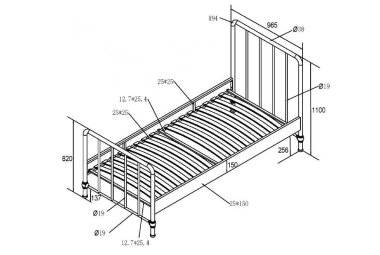 Metallbett Kay 97x206x110 Einzelbett Metall Grün matt
