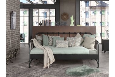 Metallbett Kay 97x206x110 Einzelbett Metall Schwarz matt