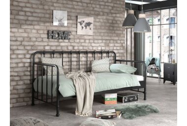 Metallbett Kay 97x206x110 Einzelbett Metall Schwarz matt