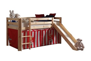 Kinderbett mit Rutsche Karolina Massivholz Natur...