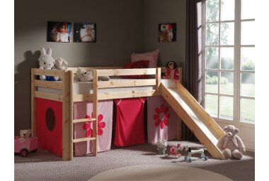 Kinderbett mit Rutsche Karolina Massivholz Natur...