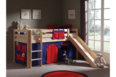 Kinderbett mit Rutsche Karolina Massivholz Natur...