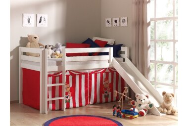 Kinderbett mit Rutsche Karolina Massivholz Wei&szlig;...