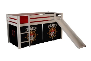 Kinderbett mit Rutsche Karolina Massivholz Wei&szlig;...