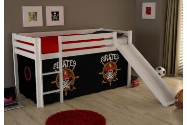 Kinderbett mit Rutsche Karolina Massivholz Wei&szlig;...