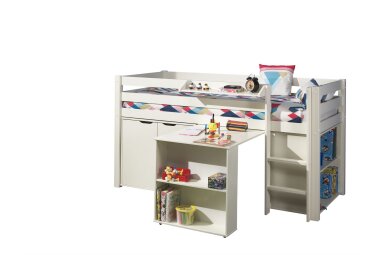Kinderbett Karolina 210x114x106 Massivholz+MDF Wei&szlig;...