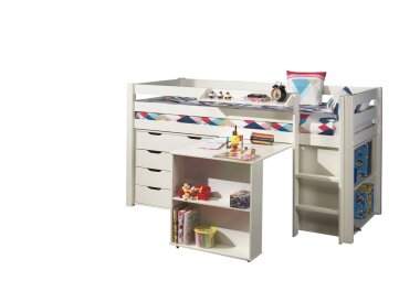 Kinderbett Karolina 210x114x106 Massivholz+MDF Wei&szlig;...