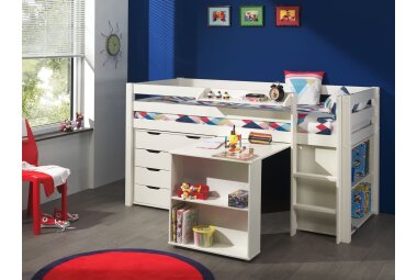Kinderbett Karolina 210x114x106 Massivholz+MDF Wei&szlig;...