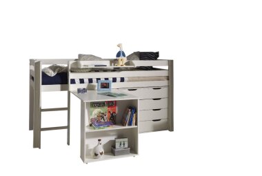 Kinderbett Karolina 210x114x106 Massivholz+MDF Wei&szlig;...