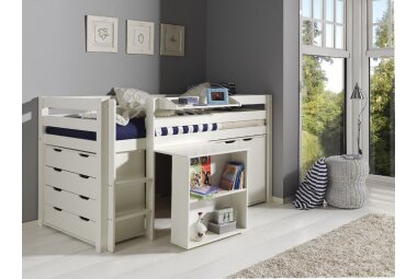 Kinderbett Karolina 210x114x106 Massivholz+MDF Wei&szlig;...