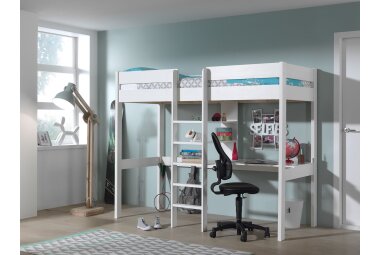 Hochbett Karole 208x105x175 Kinderbett Massivholz Weiß