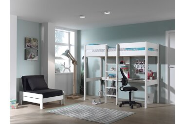 Hochbett Karole 208x105x175 Kinderbett Massivholz Weiß