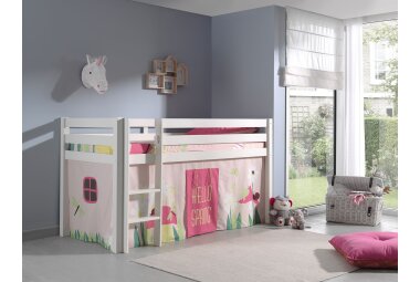 Kinderbett Karolina 210x114x106 Massivholz Weiß...