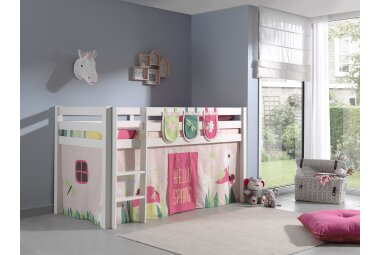 Kinderbett Karolina 210x114x106 Massivholz Weiß...