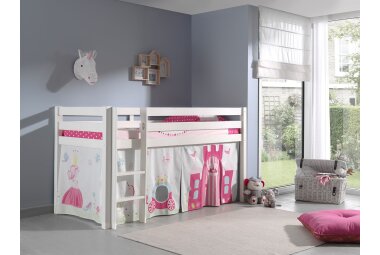 Kinderbett Karolina 210x114x106 Massivholz Weiß...