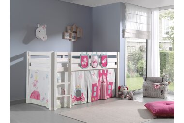 Kinderbett Karolina 210x114x106 Massivholz Weiß...