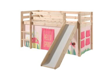 Kinderbett mit Rutsche Karolina Massivholz Natur...