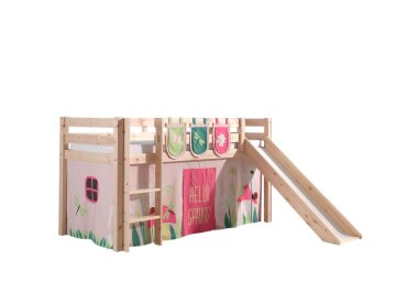 Kinderbett mit Rutsche Karolina Massivholz Natur...