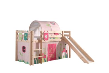 Kinderbett mit Rutsche Karolina Massivholz Natur...