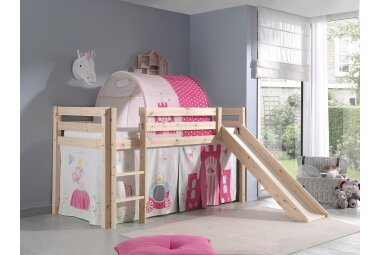 Kinderbett mit Rutsche Karolina Massivholz Natur...