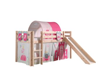 Kinderbett mit Rutsche Karolina Massivholz Natur...