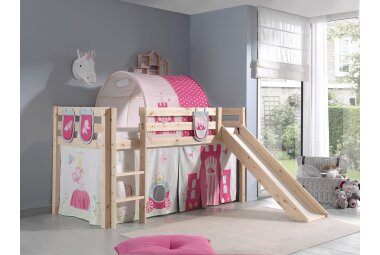 Kinderbett mit Rutsche Karolina Massivholz Natur...
