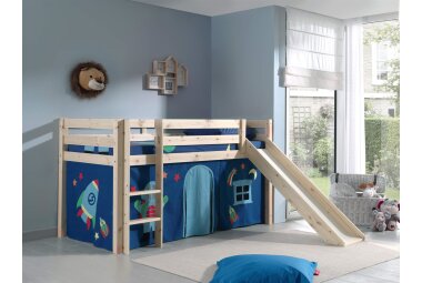 Kinderbett mit Rutsche Karolina Massivholz Natur...