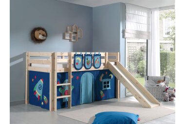 Kinderbett mit Rutsche Karolina Massivholz Natur...