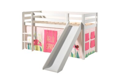 Kinderbett mit Rutsche Karolina Massivholz Weiß...