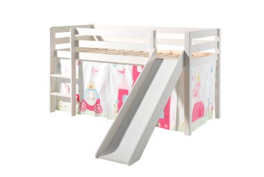 Kinderbett mit Rutsche Karolina Massivholz Weiß...