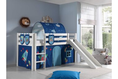 Kinderbett mit Rutsche Karolina Massivholz Wei&szlig;...