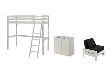 Hochbett Katherine 209x165x190 Kinderbett Massivholz+MDF...