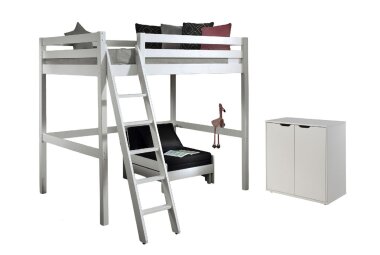 Hochbett Katheryn 209x215x190 Kinderbett Massivholz+MDF...