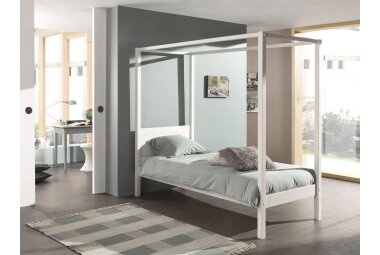 Himmelbett Kathie 208x98x191 Kinderbett Massivholz Weiß