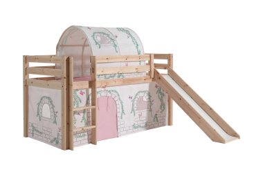 Kinderbett mit Rutsche Karolina Massivholz Natur...