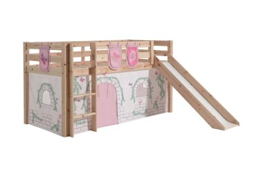 Kinderbett mit Rutsche Karolina Massivholz Natur...