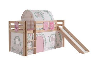 Kinderbett mit Rutsche Karolina Massivholz Natur...