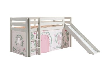 Kinderbett mit Rutsche Karolina Massivholz Wei&szlig;...