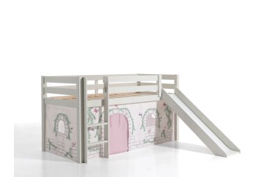 Kinderbett mit Rutsche Karolina Massivholz Wei&szlig;...